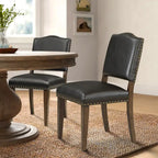 Chaise de salle à manger Dallas en similicuir marron avec clous décoratifs - par Greyson Living