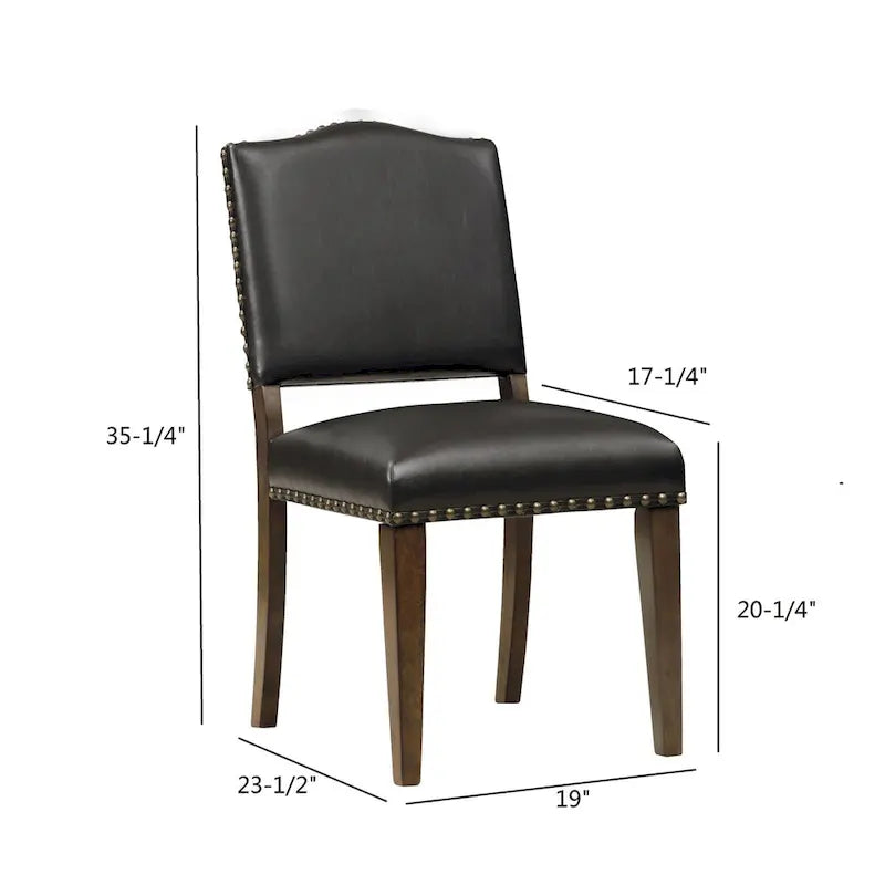Chaise de salle à manger Dallas en similicuir marron avec clous décoratifs - par Greyson Living