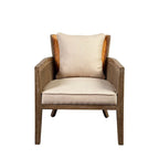 Fauteuil canné dossier marron et beige, une place