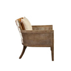 Fauteuil canné dossier marron et beige, une place