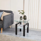 Table d'appoint à 2 étages en verre trempé noir/transparent, 1 personne