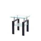 Table d'appoint à 2 étages en verre trempé noir/transparent, 1 personne