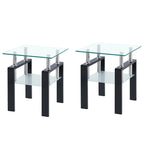 Table d'appoint à 2 étages en verre trempé noir/transparent, 1 personne