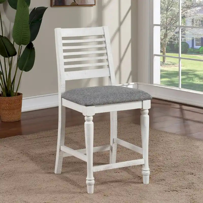 Ensemble de salle à manger 5 pièces hauteur comptoir Ionessa Farmhouse en bois blanc antique par Furniture of America