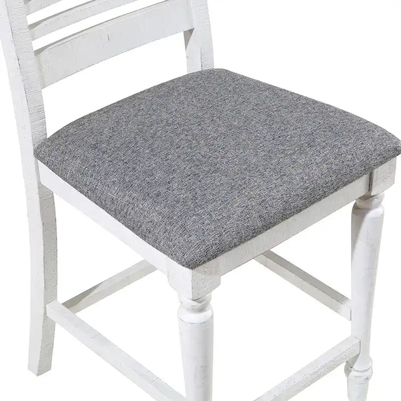 Ensemble de salle à manger 5 pièces hauteur comptoir Ionessa Farmhouse en bois blanc antique par Furniture of America