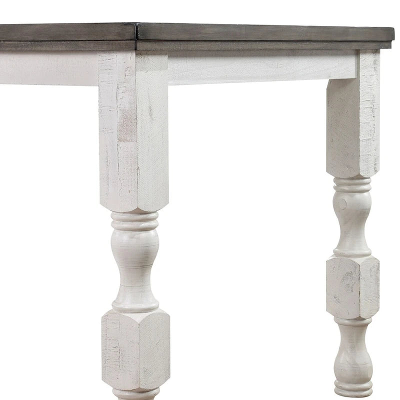Ensemble de salle à manger 5 pièces hauteur comptoir Ionessa Farmhouse en bois blanc antique par Furniture of America