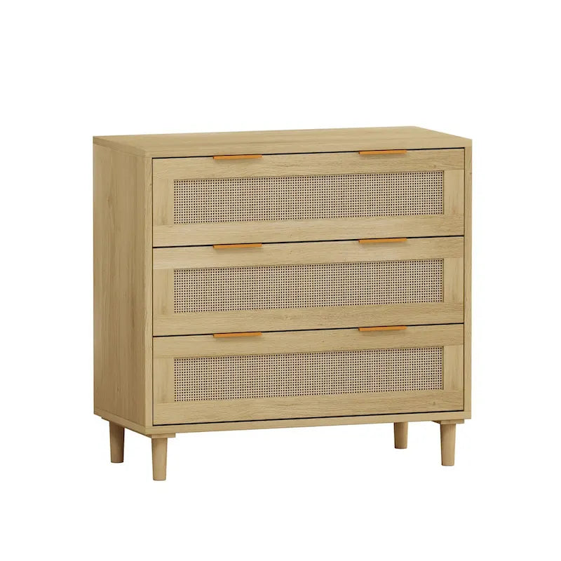 Meuble de rangement en rotin avec trois tiroirs en rotin