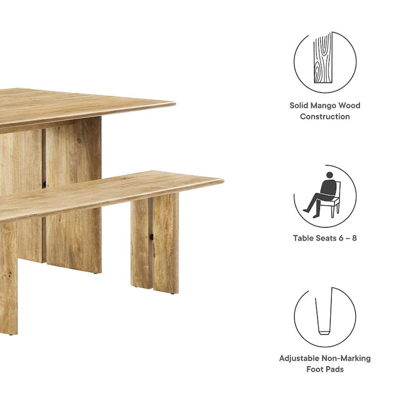 Ensemble table et banc de salle à manger en bois Amistad 72