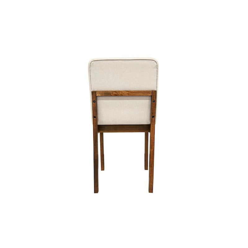 Ensemble de salle à manger Zory 5 pièces, 4 chaises rembourrées, toile de jute beige, bois marron