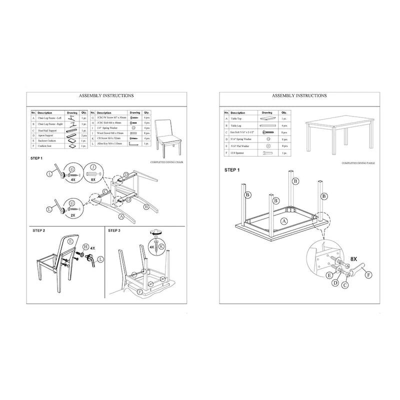 Ensemble de salle à manger Zory 5 pièces, 4 chaises rembourrées, toile de jute beige, bois marron