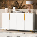 Meuble de rangement 4 portes brillant avec étagères réglables – Blanc / Noir / Bleu marine