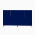 Meuble de rangement 4 portes brillant avec étagères réglables – Blanc / Noir / Bleu marine