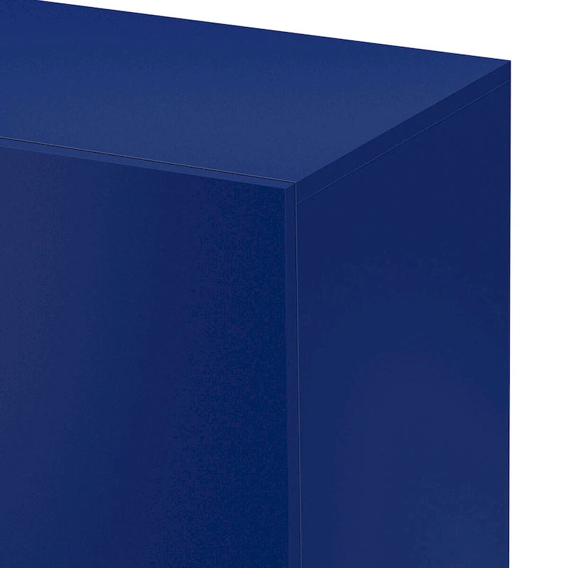 Meuble de rangement 4 portes brillant avec étagères réglables – Blanc / Noir / Bleu marine