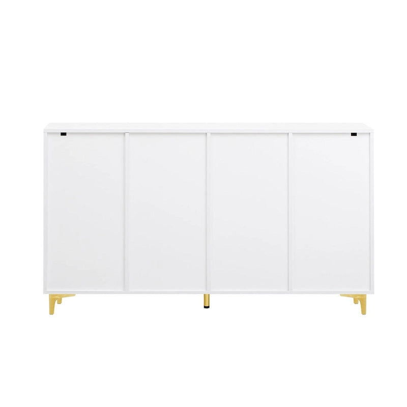 Meuble de rangement 4 portes brillant avec étagères réglables – Blanc / Noir / Bleu marine