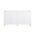 Meuble de rangement 4 portes brillant avec étagères réglables – Blanc / Noir / Bleu marine