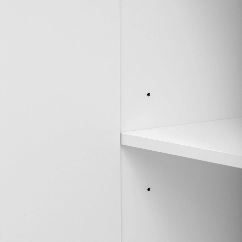 Meuble de rangement 4 portes brillant avec étagères réglables – Blanc / Noir / Bleu marine