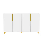Meuble de rangement 4 portes brillant avec étagères réglables – Blanc / Noir / Bleu marine