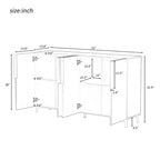 Meuble de rangement 4 portes brillant avec étagères réglables – Blanc / Noir / Bleu marine