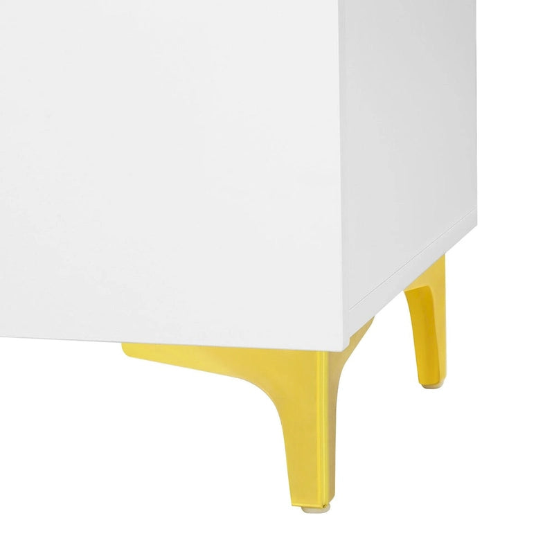 Meuble de rangement 4 portes brillant avec étagères réglables – Blanc / Noir / Bleu marine