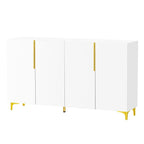 Meuble de rangement 4 portes brillant avec étagères réglables – Blanc / Noir / Bleu marine