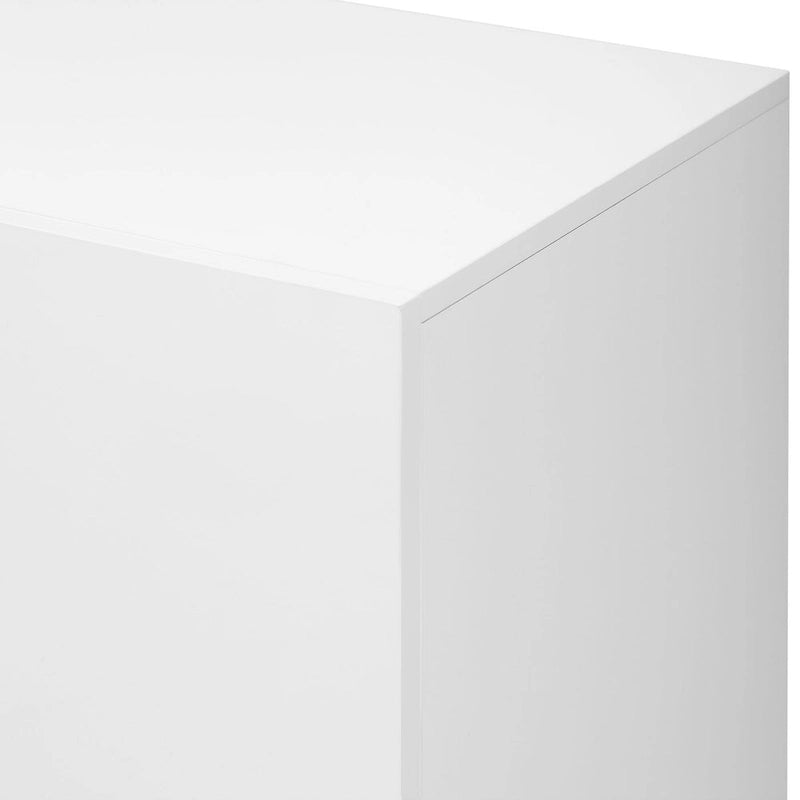 Meuble de rangement 4 portes brillant avec étagères réglables – Blanc / Noir / Bleu marine