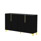 Meuble de rangement 4 portes brillant avec étagères réglables – Blanc / Noir / Bleu marine
