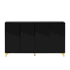 Meuble de rangement 4 portes brillant avec étagères réglables – Blanc / Noir / Bleu marine