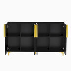 Meuble de rangement 4 portes brillant avec étagères réglables – Blanc / Noir / Bleu marine