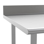 Table de travail de préparation de cuisine à base ouverte argentée avec dosseret, utilisateur unique, acier inoxydable 430 18G