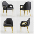Fauteuil d'appoint de luxe en velours noir avec accoudoirs "œil de renard"