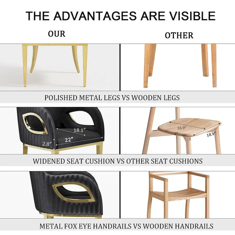 Fauteuil d'appoint de luxe en velours noir avec accoudoirs "œil de renard"