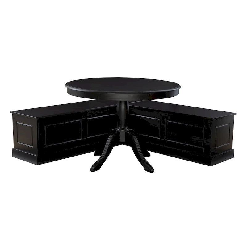 Ensemble coin-repas et table en bois noir 3 pièces Josie
