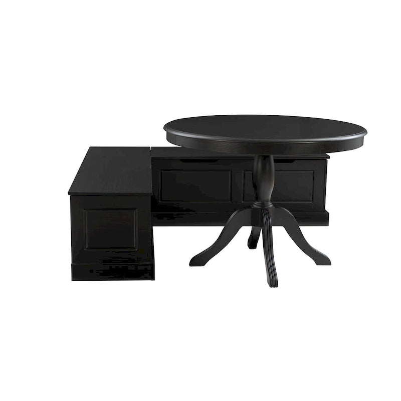 Ensemble coin-repas et table en bois noir 3 pièces Josie