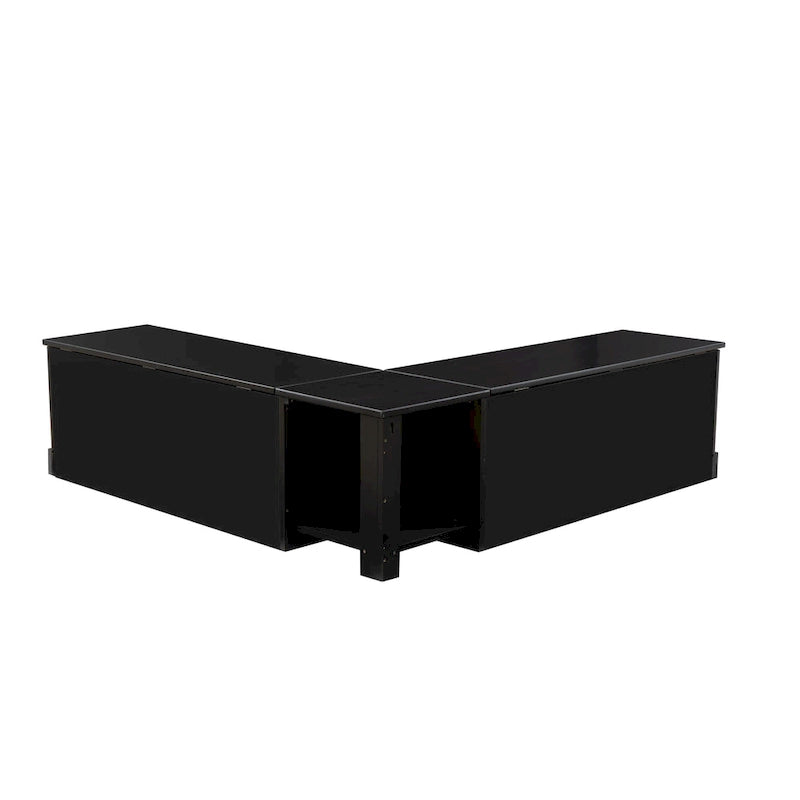 Ensemble coin-repas et table en bois noir 3 pièces Josie