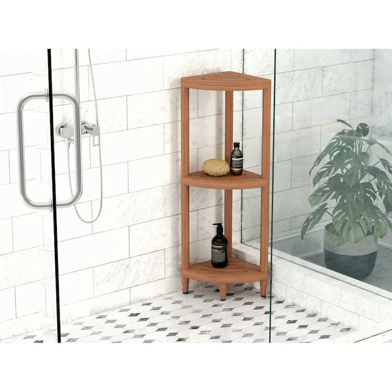 L'étagère de douche d'angle en teck à trois niveaux Kai Original