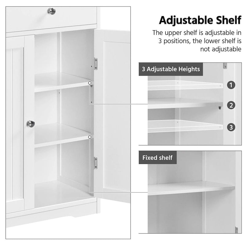 Yaheetech Armoire de Rangement de Salle de Bain Meuble Autonome avec 4 Tiroirs et 2 Portes - N/A