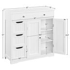 Yaheetech Armoire de Rangement de Salle de Bain Meuble Autonome avec 4 Tiroirs et 2 Portes - N/A