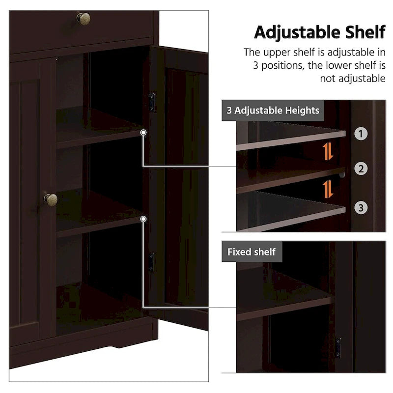 Yaheetech Armoire de Rangement de Salle de Bain Meuble Autonome avec 4 Tiroirs et 2 Portes - N/A