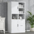 Armoire à linge blanche de 31 po l. x 16 po P x 62 po H avec étagères ouvertes et tiroirs