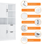Armoire à linge blanche de 31 po l. x 16 po P x 62 po H avec étagères ouvertes et tiroirs