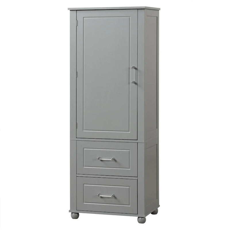 Meuble de salle de bain haut, Meuble de rangement autoportant avec deux tiroirs et étagère réglable, Panneau MDF avec finition peinte