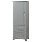 Meuble de salle de bain haut, Meuble de rangement autoportant avec deux tiroirs et étagère réglable, Panneau MDF avec finition peinte