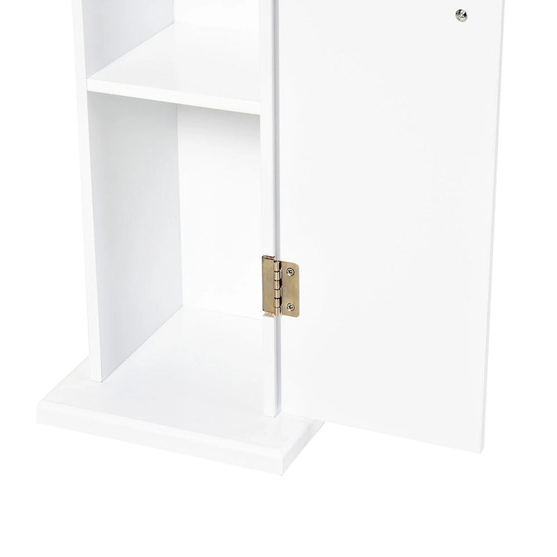 Meuble d'angle de sol peint en blanc avec porte et étagères, 1 personne