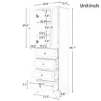 Armoire à linge de 60 cm L x 40 cm P x 173 cm H avec 2 portes et 4 tiroirs