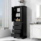 Armoire à linge de 60 cm L x 40 cm P x 173 cm H avec 2 portes et 4 tiroirs