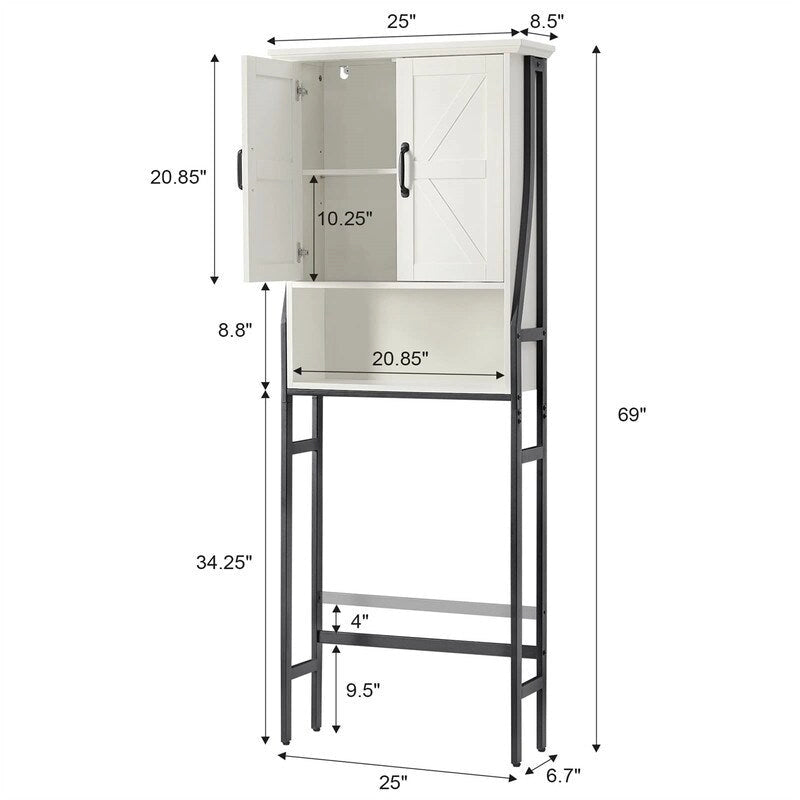 Armoire de rangement au-dessus des toilettes - 8,5P x 25L x 69H