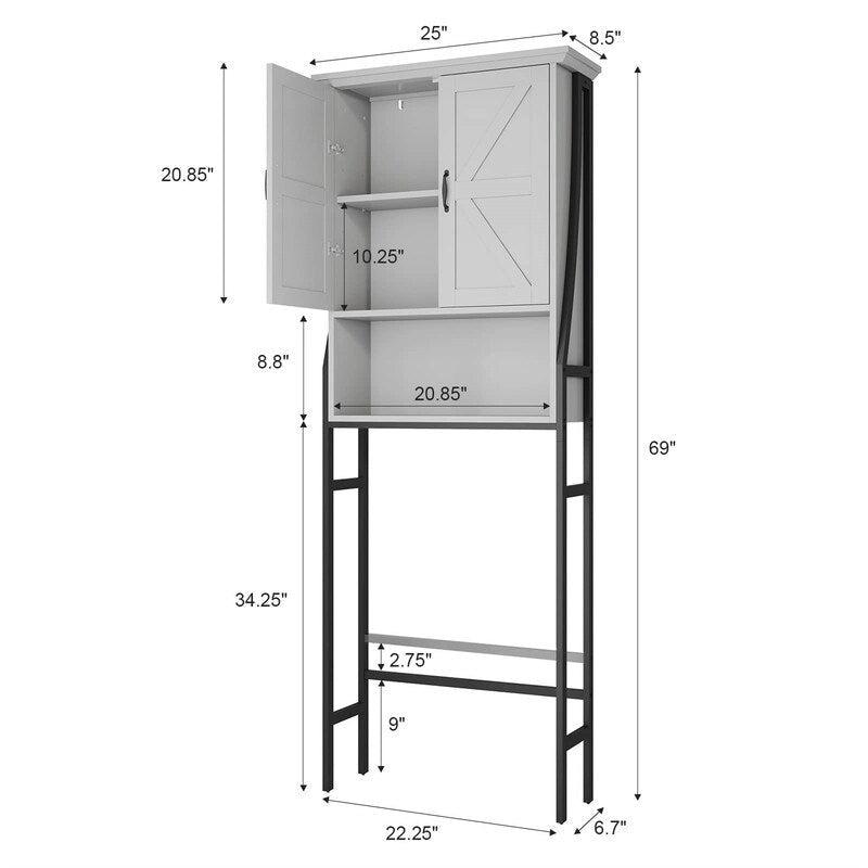 Armoire de rangement au-dessus des toilettes - 8,5P x 25L x 69H