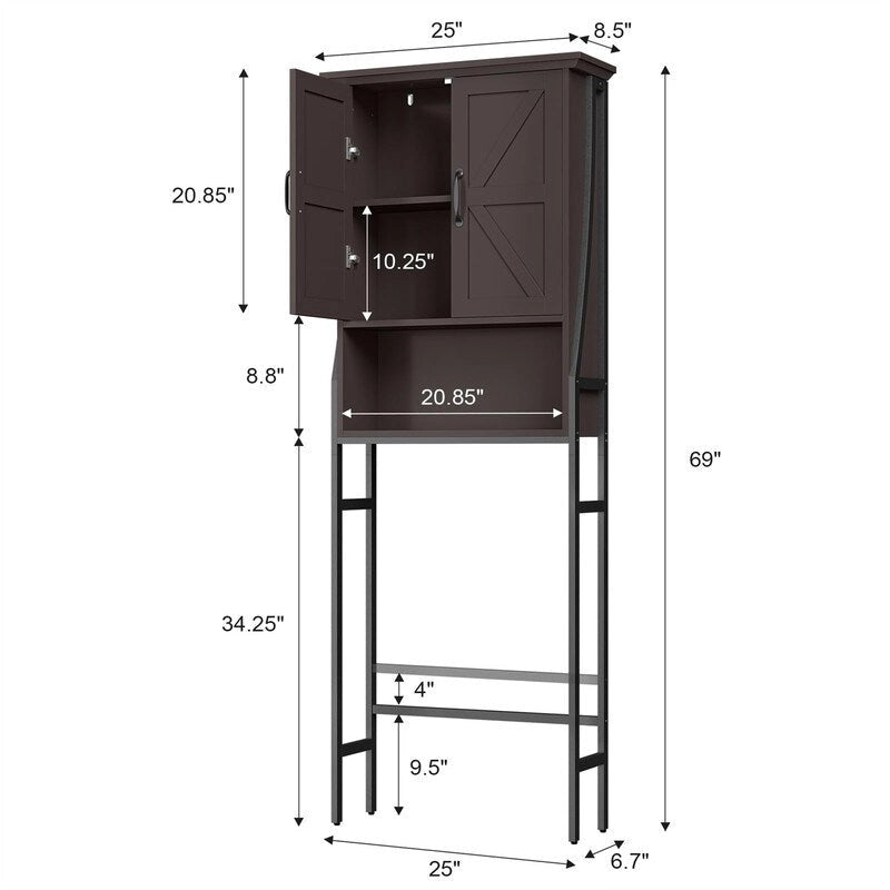 Armoire de rangement au-dessus des toilettes - 8,5P x 25L x 69H