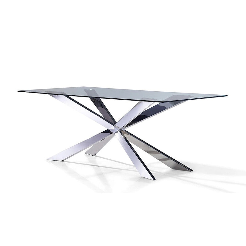 Table à manger en verre doré avec base en X – Pour 2 à 4 personnes