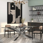 Table à manger en verre doré avec base en X – Pour 2 à 4 personnes